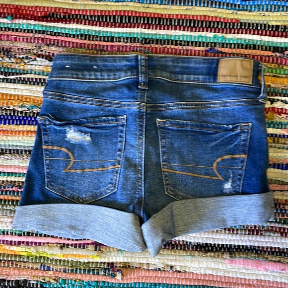 American Eagle Distressed MIDI Denim Shorts- #1812 - Picture 9 of 13